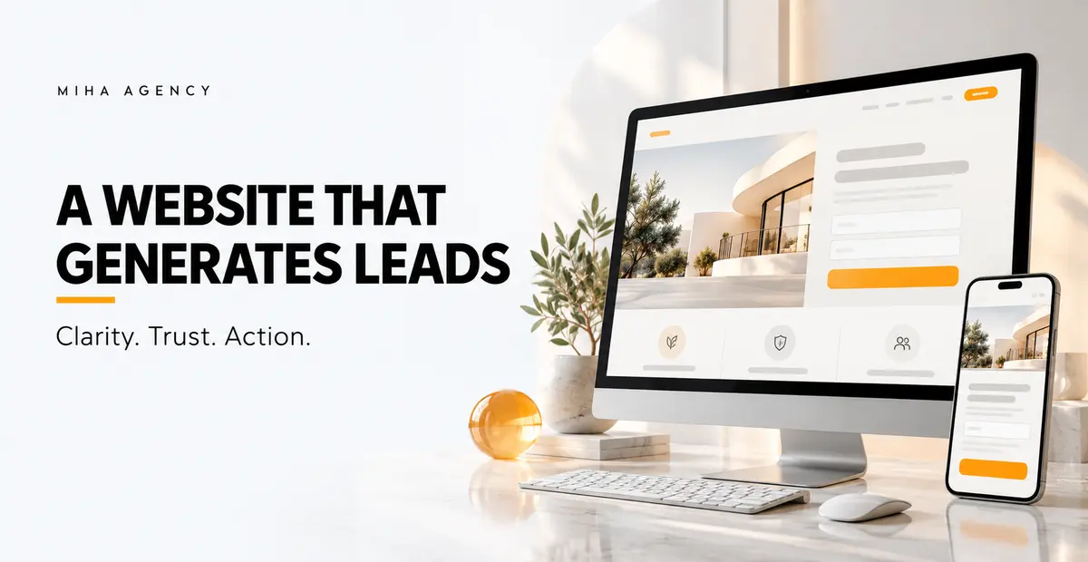 Desktop and mobile website mockups with the headline “A Website That Generates Leads”.